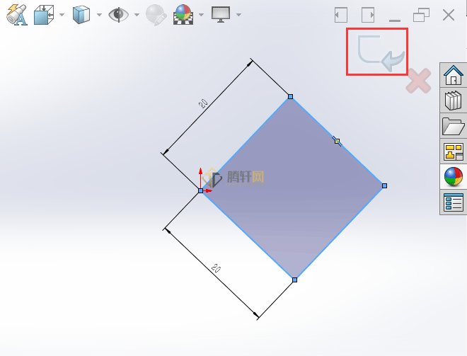 SolidWorks创建3点边角矩形的方法第5步